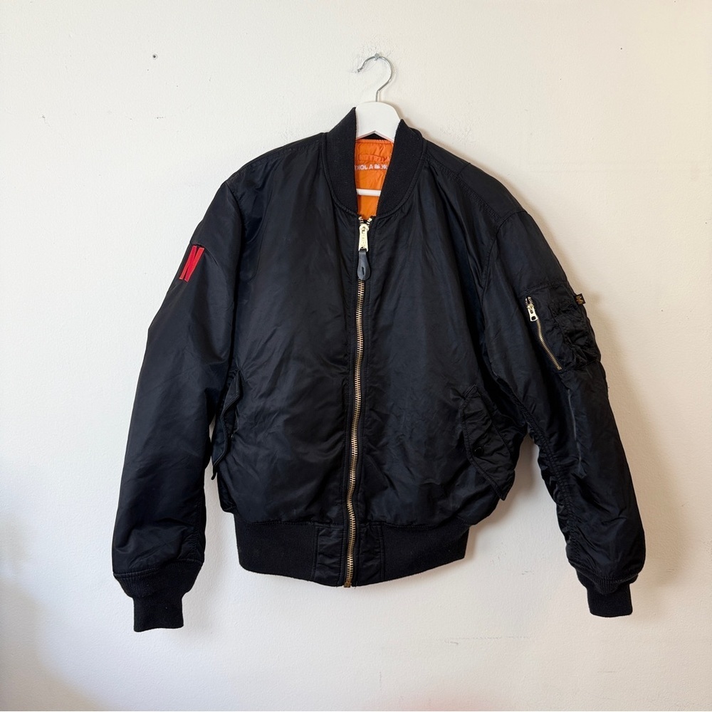 Alpha Industries Black Military Flight Jacket -Large. BRANDED